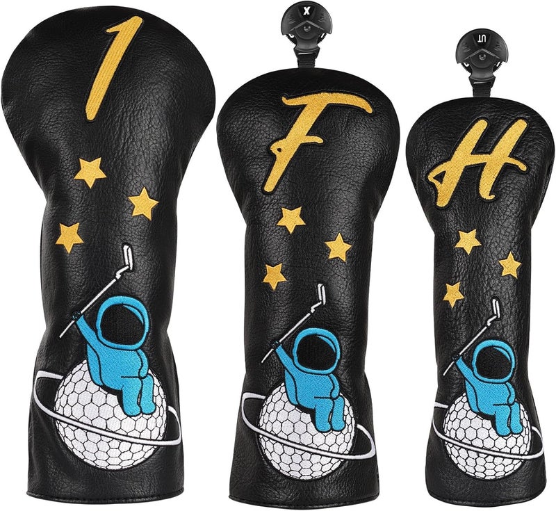 2thpart Astronaut Series Golf Headcovers, Synthetic Leather Golf Head Covers for Driver, Fairway Wood and Hybrid, Golf Putter Covers for Mallet and Blade - Image 1